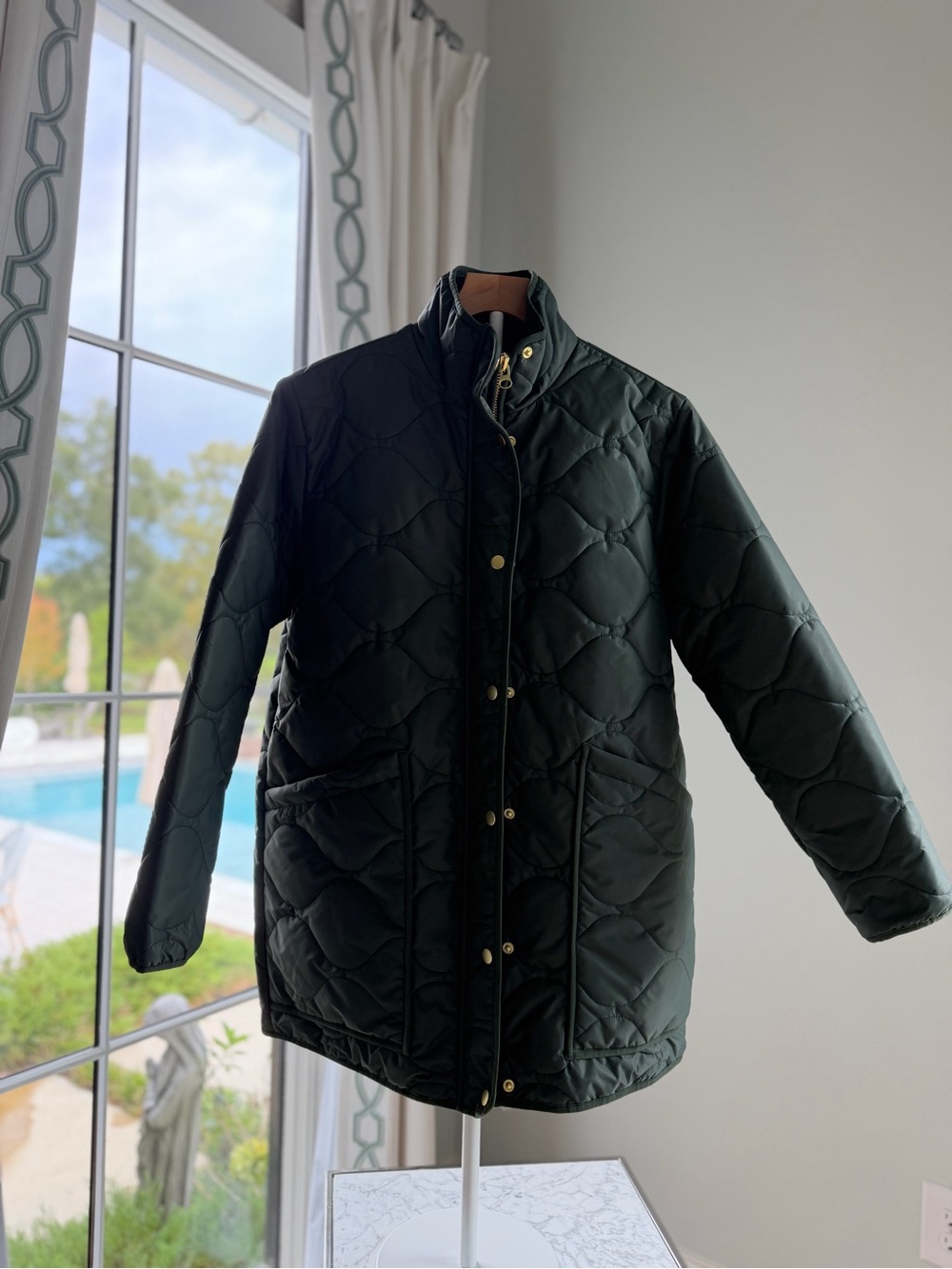 Quince Featherless Quilted Long Puffer Jacket Verdant Pine